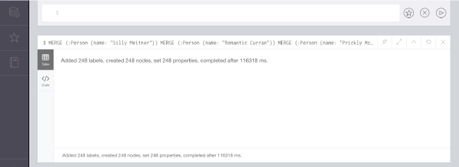 Picture of neo4j notifying us that the Person nodes have been loaded